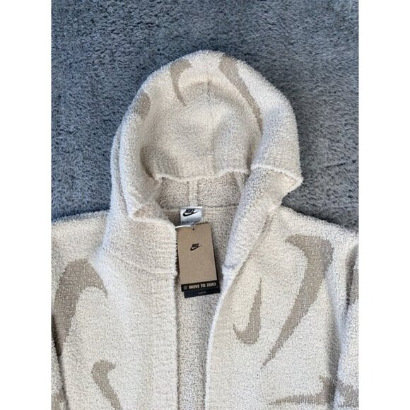 Nike Phoenix Cozy Boucle Long Knit Cardigan Size Small Light Orewood Brown - Picture 4 of 6
